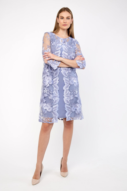 Embroidered Lace Jacket with Jersey Dress Style 81122202. Lavender . 5