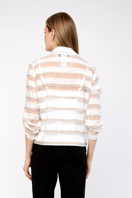 Sheer Striped Blouse Style 236288. White. 2