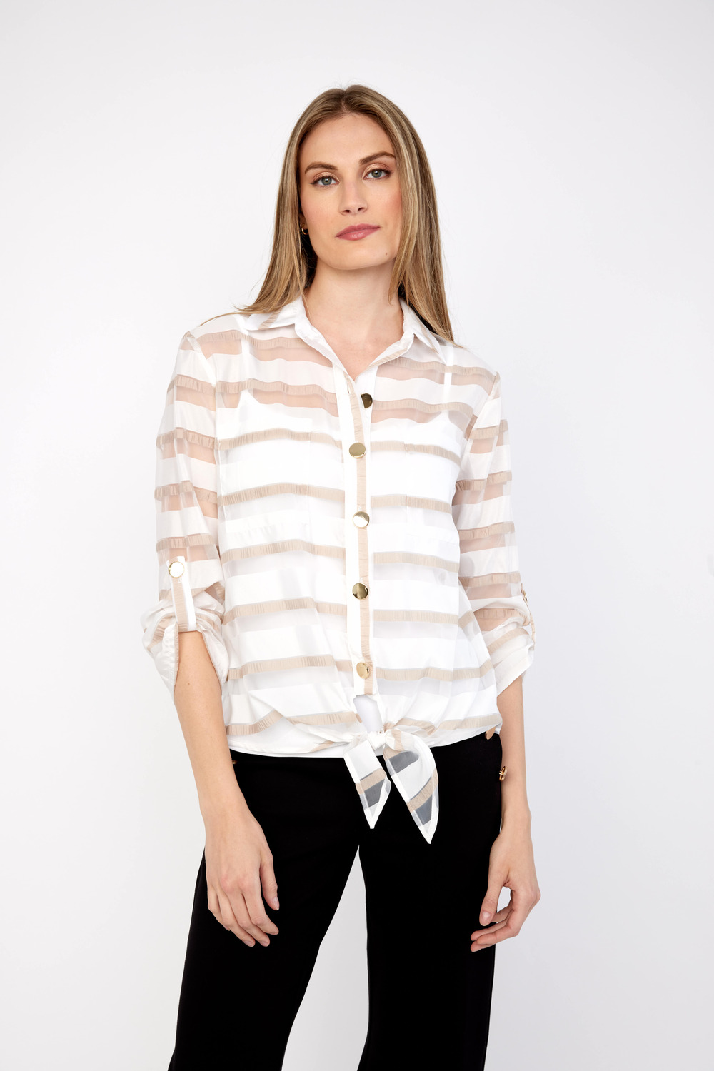 Sheer Striped Blouse Style 236288. White