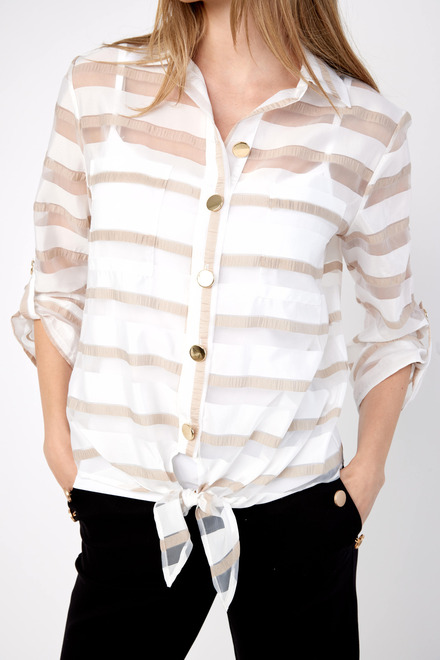 Sheer Striped Blouse Style 236288. White. 3