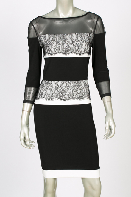 Joseph Ribkoff dress style 144435. Black/vanilla
