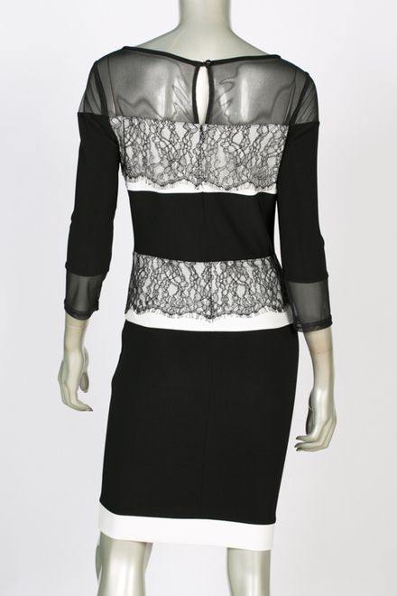 Joseph Ribkoff dress style 144435. Black/vanilla. 3