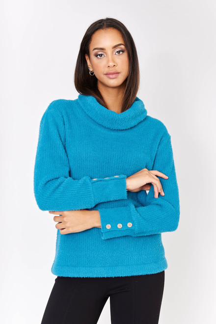 Long Crew Neck Sweater Style 73196. Teal