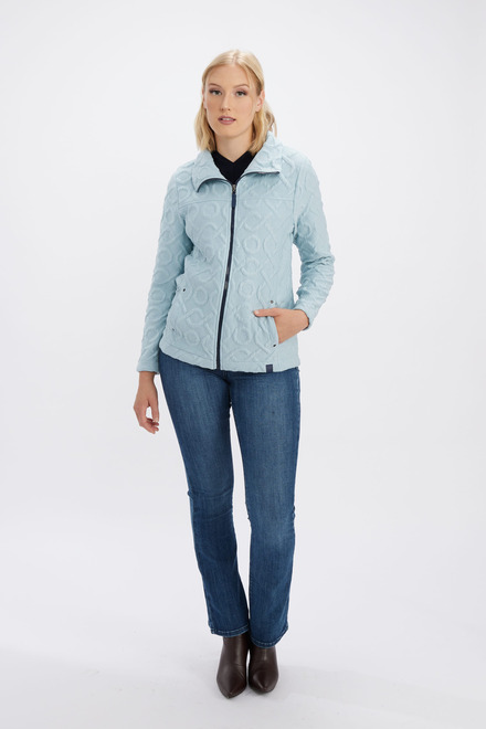 Textured Funnel Neck Sweater Style 73206. Blue