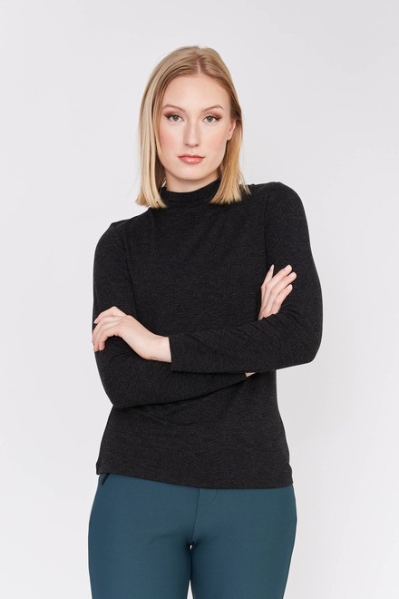 Classic Mock Neck Top Style 73553. Charcoal