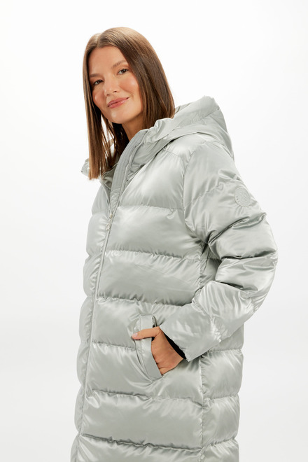 Shiny Puffer Coat Style 73810. Silver. 2