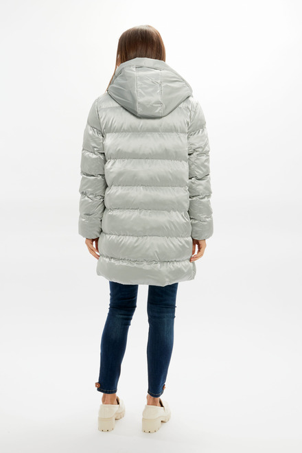 Shiny Puffer Coat Style 73810. Silver. 3