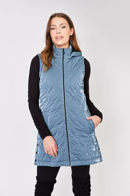 Quilted & Hooded Vest Style 73861. Teal blue