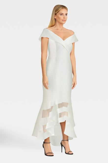 Drop Shoulder Dual Fabric Dress Style 223743. Vanilla 30. 3