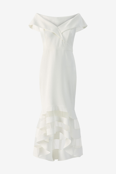 Drop Shoulder Dual Fabric Dress Style 223743. Vanilla 30. 5