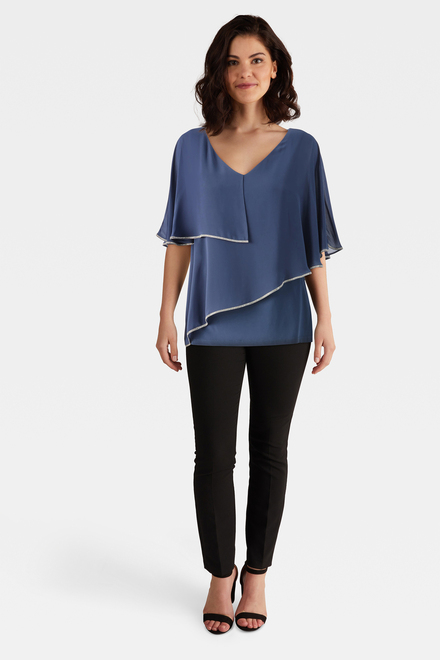 Chiffon Overlay Top Style 231720. Mineral Blue. 4