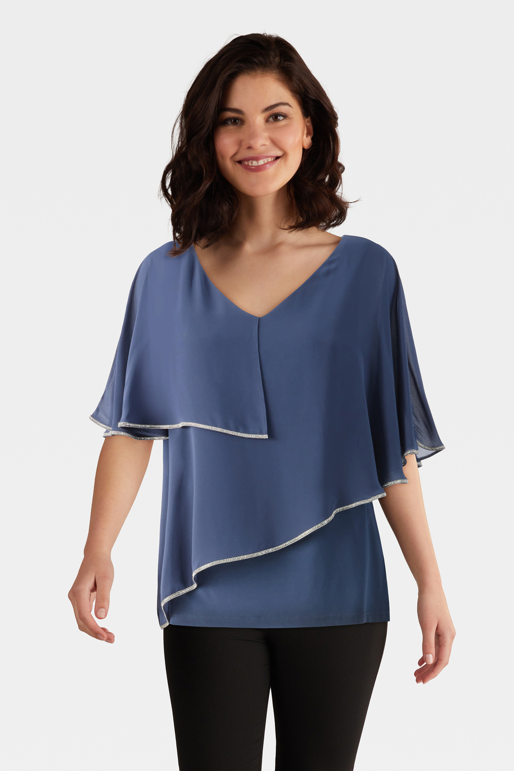 Chiffon Overlay Top Style 231720 (mineral blue)