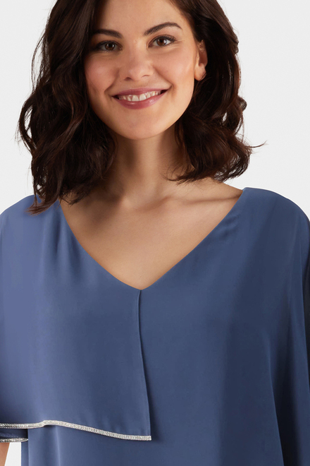 Chiffon Overlay Top Style 231720. Mineral Blue. 3