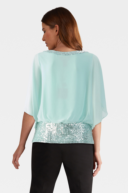 Mixed Media Short Sleeve Top Style 231738. Opal/silver. 2