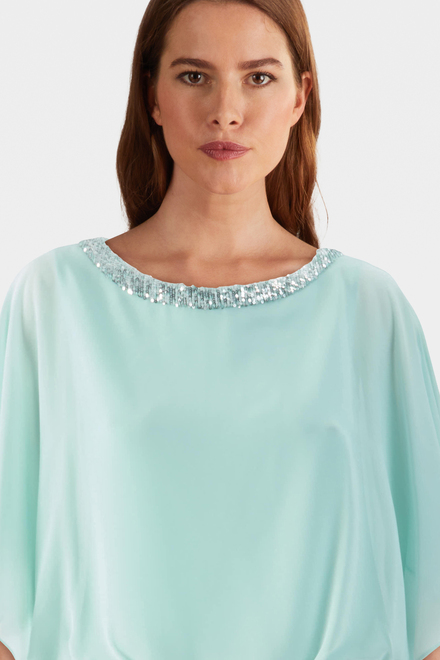 Mixed Media Short Sleeve Top Style 231738. Opal/silver. 3
