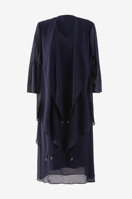 Asymmetric Tiered Dress with Jacket Style 8192010. Midnight Navy. 6