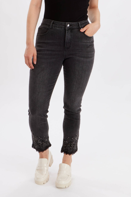 Rhinestone Detail Jeans Style 234105U. Black