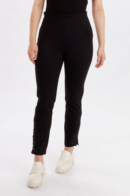 Beaded Cuff Pants Style 234124U. Black