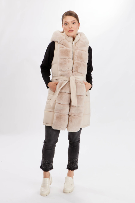 Quilted Sleeveless Vest Style 234131U. Beige. 5