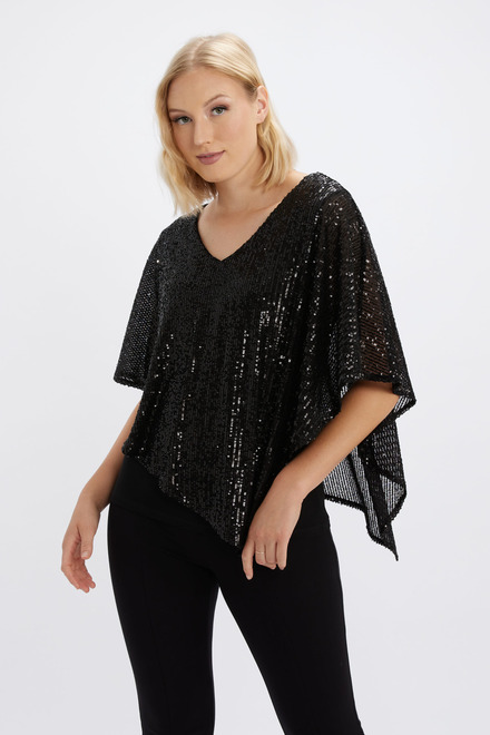 Draped Sequin Top Style 234242. Black. 2