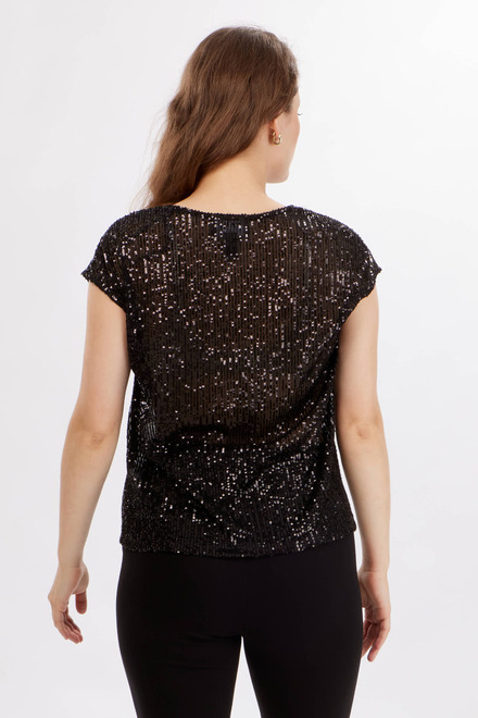 Knit Sequin Short Sleeve Top Style 234249. Black. 2