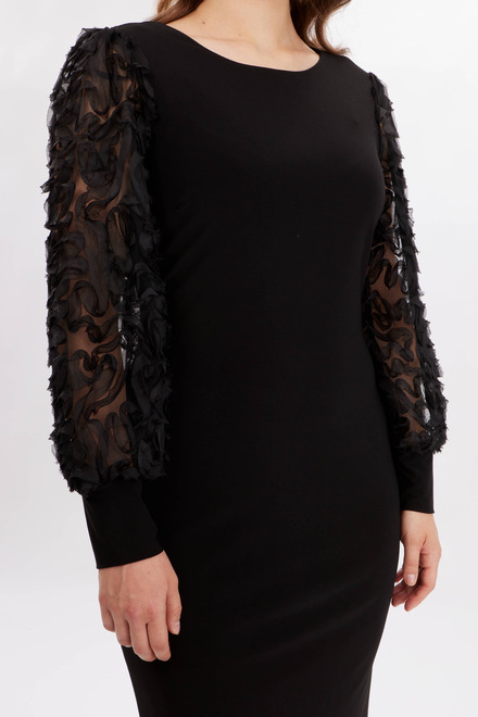Sheer Floral Sleeve Dress Style 234515. Black. 3