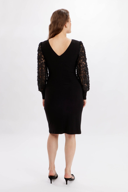 Sheer Floral Sleeve Dress Style 234515. Black. 2