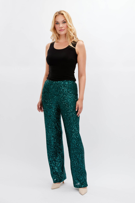 Sequin Wide Leg Pants Style 234245. Emerald. 4