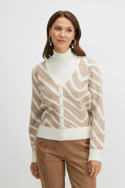 Patterned Cardigan Style A2313. Latte Combo. 2