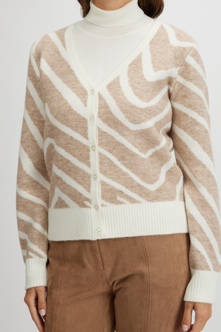 Patterned Cardigan Style A2313. Latte Combo. 3