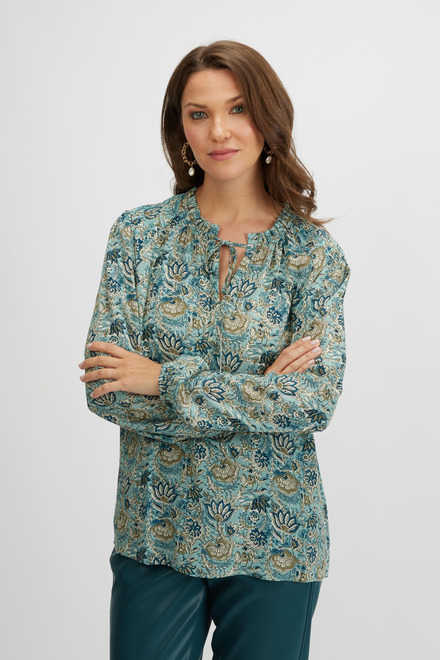 Floral Design Blouse Style A2349. Teal Flowers. 4