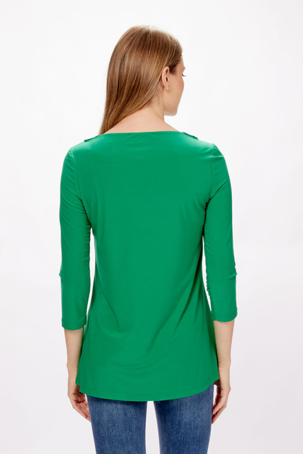Lace-Up Detail Neckline Top Style 233124. Kelly Green. 3