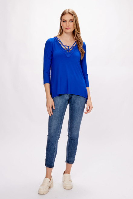 Lace-Up Detail Neckline Top Style 233124. Royal Sapphire 163. 4