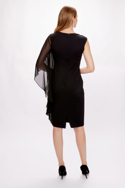 Draped Chiffon Sheath Dress Style 233709. Black. 4