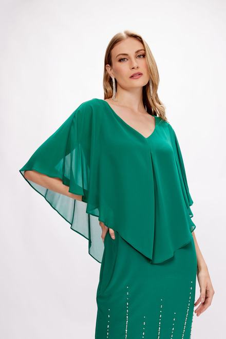 Chiffon Overlay Dress Style 233734. True Emerald. 3