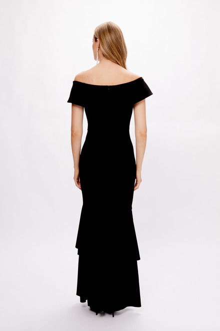 Off-Shoulder Tiered Hem Gown Style 233772. Black. 4