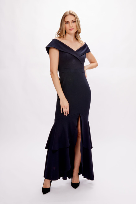 Off-Shoulder Tiered Hem Gown Style 233772