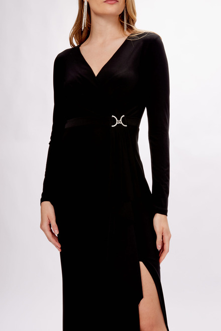 Belted Dress with slit Style 233788. Black. 2