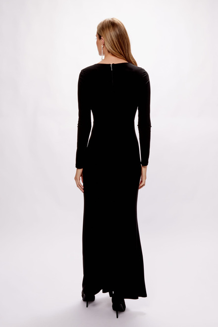 Belted Dress with slit Style 233788. Black. 3