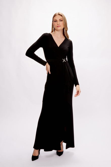 Belted Dress with slit Style 233788. Black. 4