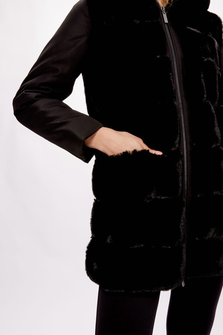 Faux Fur Zip-Up Coat Style 233925. Black. 2