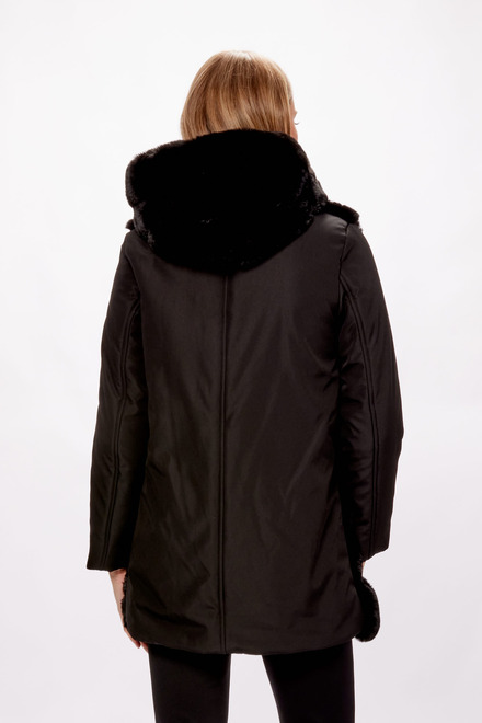 Faux Fur Zip-Up Coat Style 233925. Black. 3