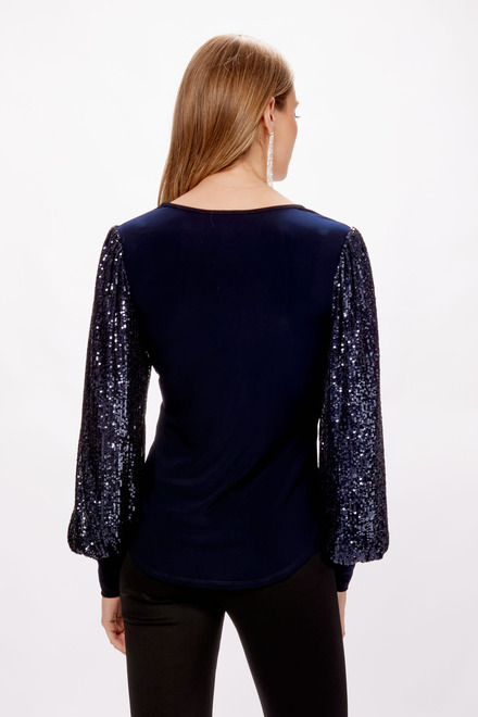 Sequin Sleeves Top Style 234130. Midnight Blue. 2