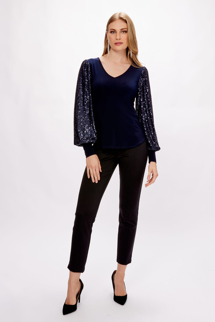 Sequin Sleeves Top Style 234130. Midnight Blue. 5