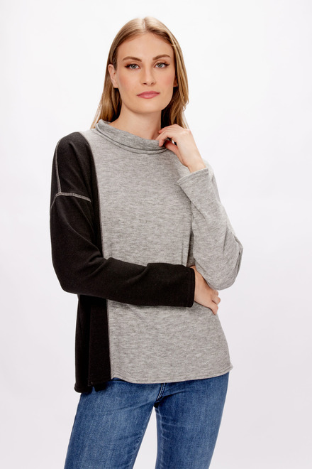 Colour-Blocked Knit Sweater Style 234181. Grey/Black