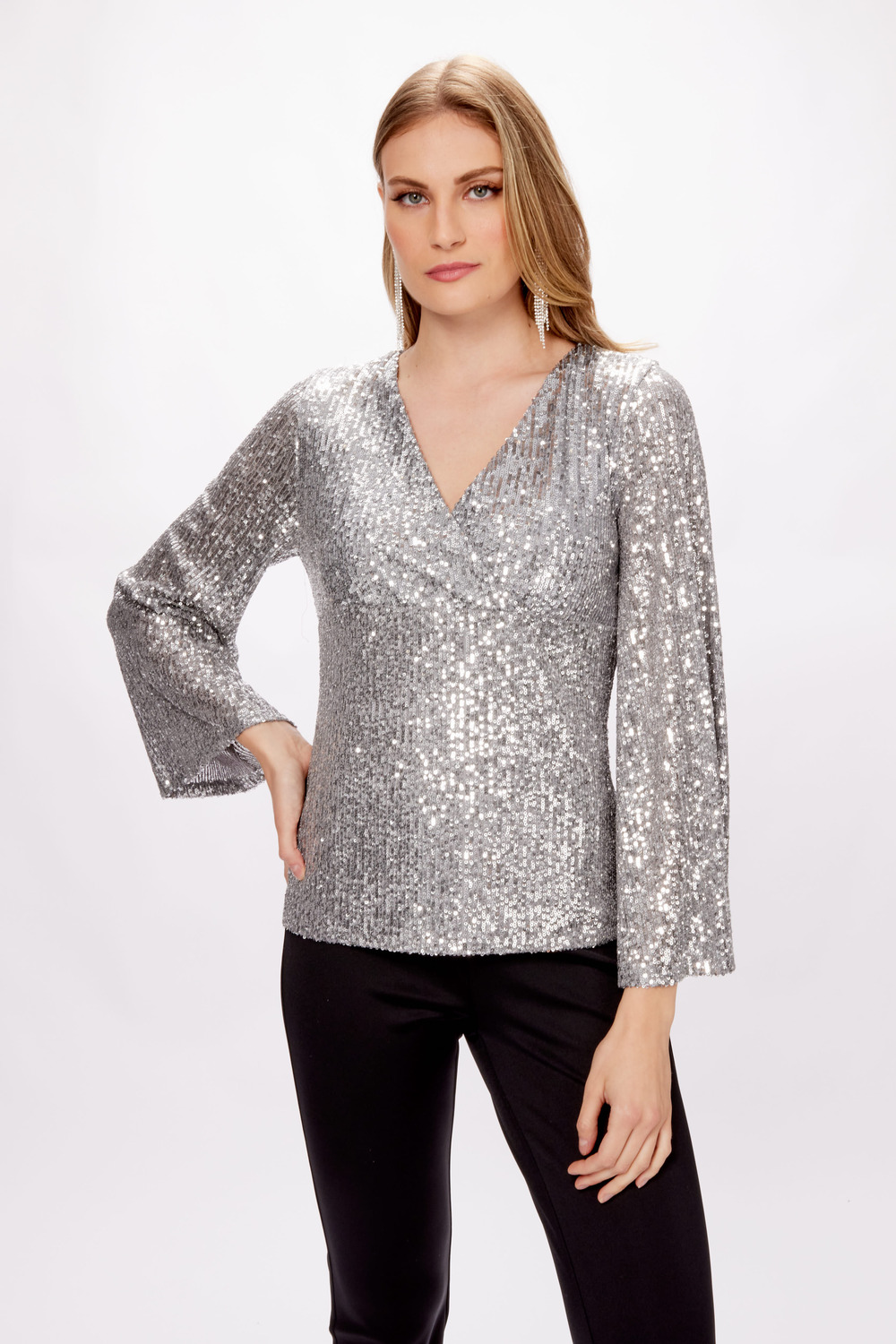 All-Over Sequin Top Style 234231. Silver Grey/silver