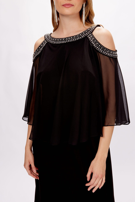 Cold Shoulder Chiffon Popover Gown Style 1351319. Black. 3