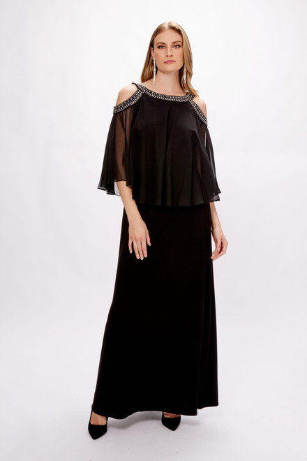 Cold Shoulder Chiffon Popover Gown Style 1351319. Black. 4
