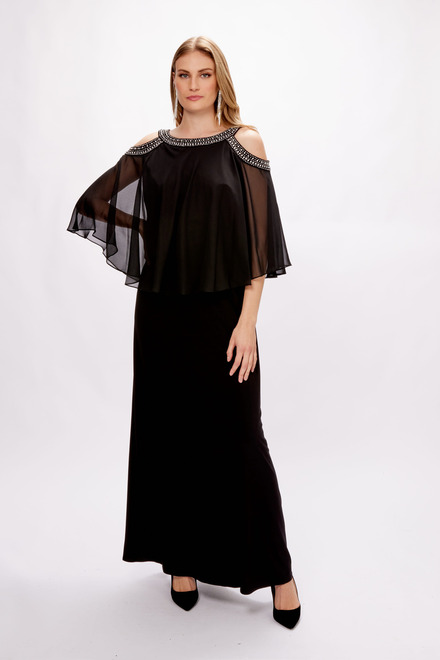 Cold Shoulder Chiffon Popover Gown Style 1351319. Black
