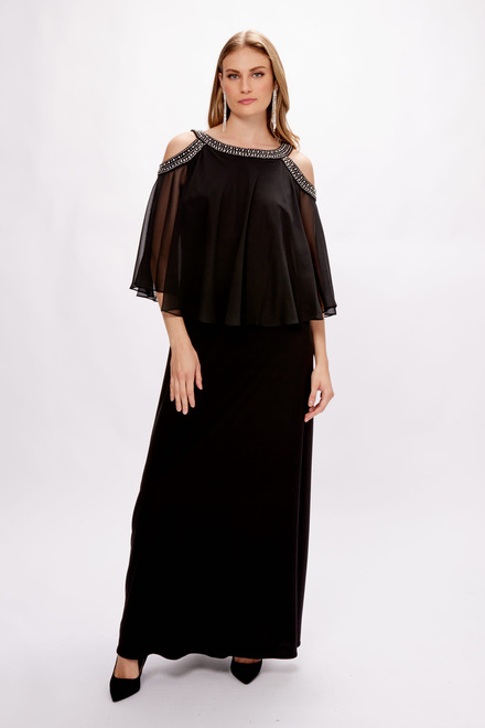 Cold Shoulder Chiffon Popover Gown Style 1351319. Black. 5